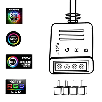 RGB Herné 5050 LED Pásy Svetlo RGB Pre 12V Aura Sync Doska Ovládanie PC Počítač prípade 1M 2M 4 Pin RGB-Hlavička(+12V,G,R,B)