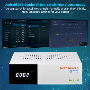 Gtmedia VOP,Android TV Box,vstavaná WiFi,Satelit TV Prijímač s Dekodérom, DVB-S2/T2/C 2GB+16 GB,podpora 3D 4k HD TV Box,ccam Španielsko
