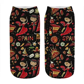 2021 dámske ponožky kawaii cestu do Španielska Vytlačené Ponožky Žena harajuku Radi Vtipné Novinka roztomilý dievča darček Ponožky pre ženy