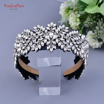 YouLaPan S420-FG Full Crystal Barokový Tiara Príslušenstvo Luxusné Diamante Hairband Pre Ženy Tiara Svadobné Drahokamu pokrývku hlavy