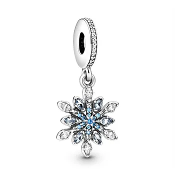 Nové módne kúzlo pôvodného klobúk hrad snowflake modrá prívesok séria vhodná pre originálne Pandora dámy náramok šperky darček