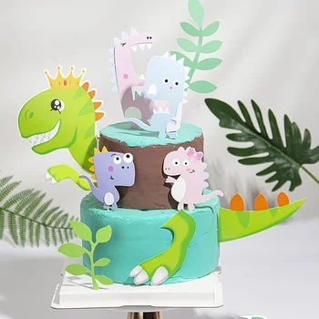 Dinosaurov Tému Tortu Mulčovače Dino Strany Cupcake Obaly Happy Birthday Party Dekorácie Deti Baby Sprcha Chlapec A Dinosaur Torta Deco