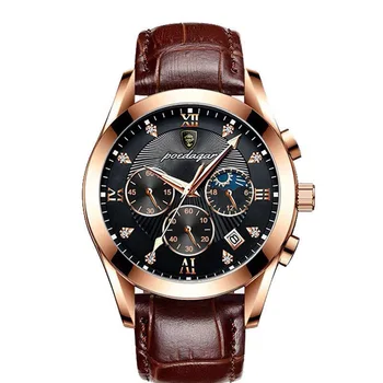 POEDAGAR Muži Hodinky Vodotesné 2021 Módy Nové Kožené Svetelný Náramkové hodinky Top Značky Luxusné Pánske Quartz Relogio Masculino