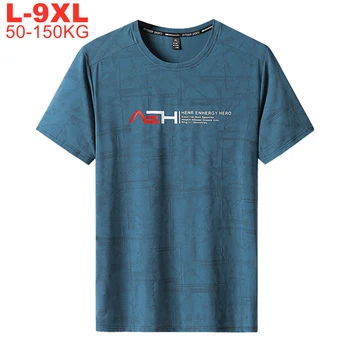 Nové Ľad Hodváb T-shirt pánske Kolo Krku Voľné Letné Tričká Tréner Bežné Sport Travel Farbou Plus Veľkosti 6xl 7xl 8xl 9xl
