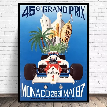 V roku 1987 Monaco Grand Prix Plagát Alain Prost to McLaren Vystupoval. Hra Získala Ayrton Senna V Jeho Lotus-Honda