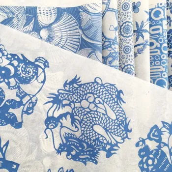 3 ks Keramické umenie underglaze farebné kvetinové papier modré a biele papierové ryby slivkové kvety vysokej teploty, keramické odtlačkový 54*37 cm