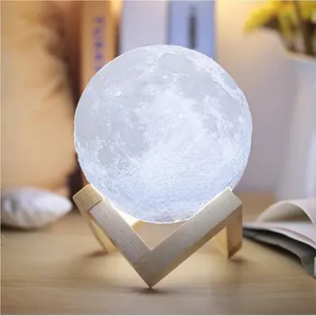 LED Nočné Svetlo 3D Tlač Mesiac Svietidlo Nabíjateľné Zmeny Farby, Kreatívne Dotykový Spínač luny Pre Spálne Dekorácie, Darčeky