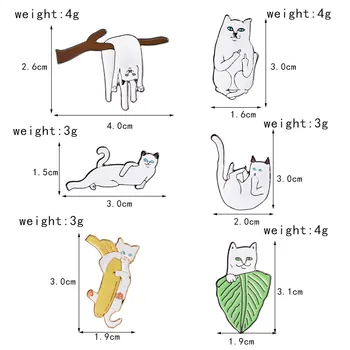 Nové Cartoon Zvierat Broches Tvorivé Biela Mačka na Pobočkách Banán List Ležiaci Brošňa Tlačidlo Kolíky Denim Taška Klopě Pin Tričko Odznak