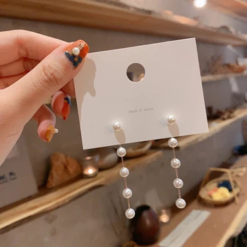 Módny Dizajn Dlho Odseku Pearl Strapec Náušnice Prívesok pre Ženy Šperky Strany Nezvyčajné Visieť S925 Ihly Náušnice Accessorie
