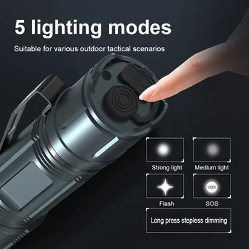 XHP50 LED Baterka 18650 Multifunkčné Taktické Svetlo USB Nabíjateľné Baterky Zoom Svetlé Práce Lampa High Power Led baterky