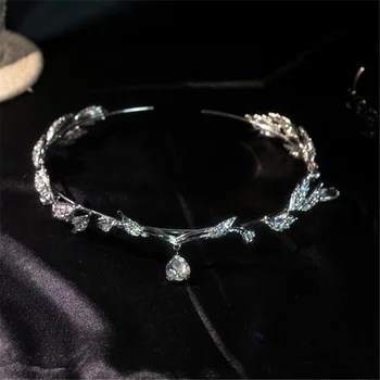 FYUAN Krásne Listové sponky do vlasov hlavový most pre Ženy Bijoux Kvapka Vody Crystall Vlasy Príslušenstvo Svadba Nevesta Šperky
