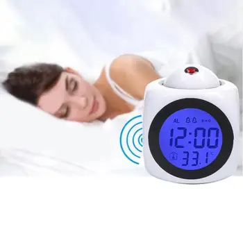 Digitálny LCD Projektor Budík Multi-function Počasie Spánok, Budík Hovorí Hlas LED Teplota, Čas, Zobrazenie Tabuľky Hodiny