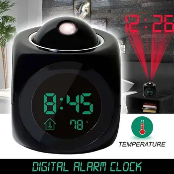 Digitálny LCD Projektor Budík Multi-function Počasie Spánok, Budík Hovorí Hlas LED Teplota, Čas, Zobrazenie Tabuľky Hodiny