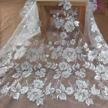 La Belleza 2021 módne svadobné čipky,kvety, listy čipky textílie,slonová kosť lištovanie svadobné šaty textílie, čipky 51