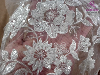 La Belleza 2021 módne svadobné čipky,kvety, listy čipky textílie,slonová kosť lištovanie svadobné šaty textílie, čipky 51