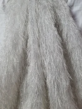 Textílie 1 Yard Gray Silver Mäkké Haut Dizajnér Mieru Umelé Perie Textílie Pre Kutilov, Odevy, Svadobné Šaty, Šaty, Kostýmy