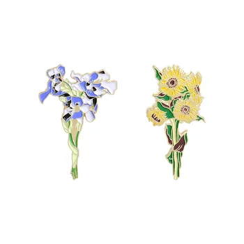 Van Gogh Maľovanie Brošňa Van Gogh je Slnečnica Iris Krásne Ženy, Oblečenie, Dekorácie Brošňa Odznak Pre Milenca Veľkoobchod Šperky