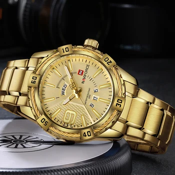 NAVIFORCE Módne Gold Luxusné Hodinky pre Mužov Vojenské Športové Nepremokavé Človek Pozerať Dátum Muž Hodiny, Náramkové hodinky Relogio Masculino