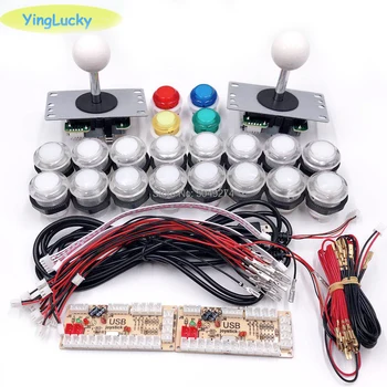 2 - Hráči DIY Arcade Ovládač Súpravy S 20 LED Arcade Tlačidlá + 2 Joystick + 2 USB Encoder Kit + Káble Arkádovej Hry Časti Nastavenie