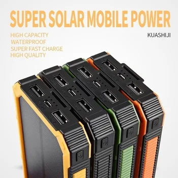 Obrovská Kapacita Solárnych Banka 50000mAh Dual-USB Nepremokavé Solárnej Energie Banka Nabíjačka Pre Všetky Telefón Iphone Huawei Xiao