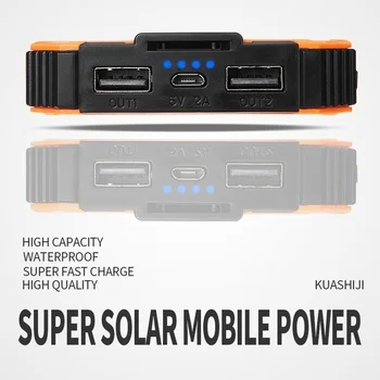 Obrovská Kapacita Solárnych Banka 50000mAh Dual-USB Nepremokavé Solárnej Energie Banka Nabíjačka Pre Všetky Telefón Iphone Huawei Xiao
