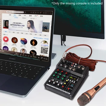 4-Kanálový Prenosný USB Mixing Console Digitálny Audio Mixer Podporuje BT Spojenie pre Štúdiové Nahrávanie Siete Live DJ, Karaoke