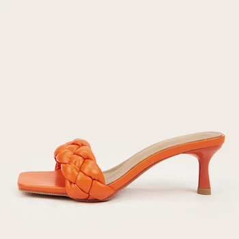 Nízke Podpätky Dámske Topánky A Sandále Dizajnér Podpätky Papuče Ženy Letných Orange Papuče Vonkajšie Fashion Vysoké Podpätky Sandále