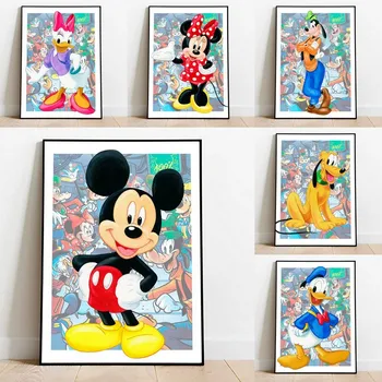 5D DIY Diamond Maľovanie Disney Comics Mickey Mouse a káčer Donald Cross Stitch Auta Plný Vrták Výšivky Mozaikové Umenie Dekor Darček