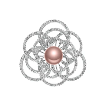 2021 Nové Luxusné Krásne Crystal Imitácia Pearl Flower Brošne Kolíky Ženy Bižutérie Broach Svadobné Pin Broche femme