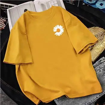 Harajuku y2k Roztomilé Anime Voľné Bežné Tees Oblečenie Ulzzang Kvetinový Tlač Letné Krátke Rukávy Nadrozmerné T Shirt Ženy Topy