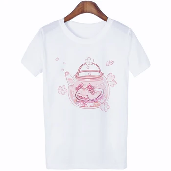 New Horúce Kawaii Hexagon Arowana Grafické T Košele Lete Roztomilý Karikatúry T-shirts Ženy Ružová Krátky Rukáv Tees Plus Veľkosť Oblečenie Top