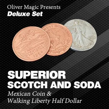 Superior Scotch and Soda Mexickej Deluxe Set Dvojité Zamykanie Mince Miznúce Magia Magické Triky Pre Profesionálne Mágovia