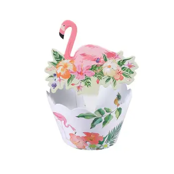 24pcs Svadobné Cupcake Vňaťou Wrapper Nastaviť Krásne Kreslené Flamingo Cake Decor Strana Dodávky Pre Dieťa Sprcha Deti Narodeniny