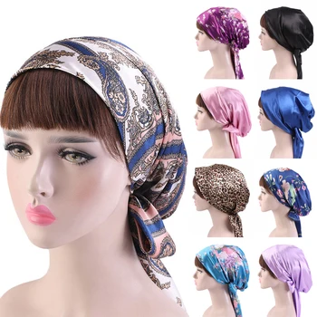 Kvetinový Solid Farba Satin Headwraps Multi-Purpose Motýlik Jersey Moslimských Jeden Kus Vnútorné Hidžáb Hlavu Spp Turban Obväz Vlasy Šatku