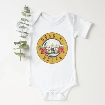 Guns N Roses Vytlačené Zábavné Novorodenca Kombinézu Krátky Rukáv Telo Chlapčeka Onesie Bavlna Dieťa Dieťa Dievča Remienky Oblečenie