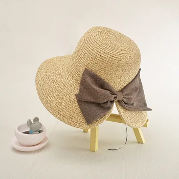 MAXSITI U NOVÝCH Bowknot copu klobúk Slamený Klobúk Pre Ženy na Ochranu pred Slnkom Spp Lete Dovolenku na Pláži Slnko Klobúk