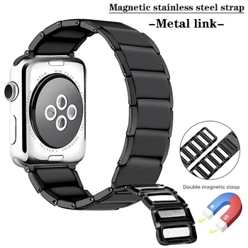 Magnetický pásik pre apple hodinky kapela 44 mm 40 mm iwatch 42mm 38 mm z Nehrdzavejúcej Ocele kovové odkaz náramok apple hodinky série 6 5 4 3 Se