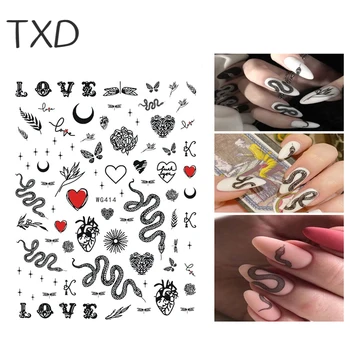 TXD 3D Had Tvar, Dizajn, Farba Nail Art Nálepky, Nail Art Lebky Dekorácie-Nálepky Diy Zvierat Design Tool