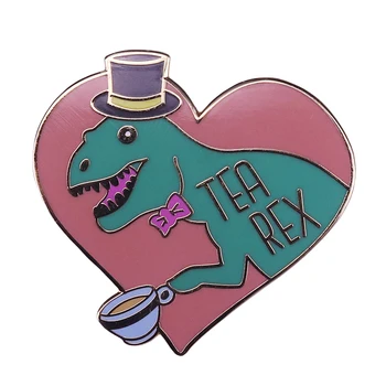Rozkošný Dinosaura Smalt Pin Čaj rex Odznak Pletenie Zvierat Brošňa Cartoon art Príslušenstvo