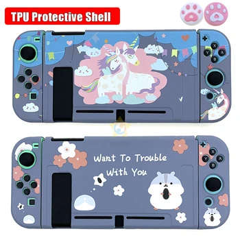 Roztomilý Zvierat Maľované Farbou Ochranné puzdro Pre Nintendo Prepínač NS Shell Farebné Mäkké TPU Úplné Predné Zadný Kryt Hry Accessorie