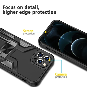 Shockproof Brnenie puzdro Pre iPhone 12 Mini 11 Pro Max X Xs XR 7 8 Plus SE 2020 Magnetický Stojan Silikónový Nárazník Zadný Kryt Telefónu