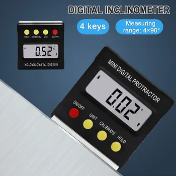 360 Stupeň Meracie Nástroje Mini Digital Rozchod Uhol Meter Finder Uhlomeru Inclinometer Elektronické Úrovni Poľa Magnetické Základne