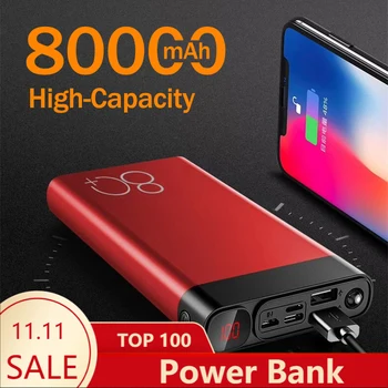 80000mAh Power Banky, Rýchle Nabíjanie 2USB Veľká Kapacita, Rýchle Nabíjanie Prenosných Powerbank pre Samsung Xiao Mi IPhone Doprava Zadarmo