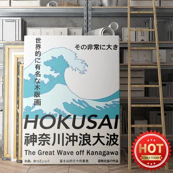 Japonský Ukiyoe Diela Veľká Vlna Mimo Kanagwa Plagát, Katsushika Hokusai Múzeum Výstava Fotografií Domova Stenu Obrázok