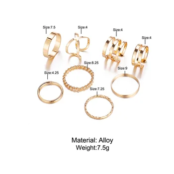 Módne Jednoduché Zlato Strieborná Farba Kovových Krúžkov Set Pre Ženy, Dievčatá Kórejský Hrubé Reťaze Prst Krúžky Žena Minimalistický Šperky