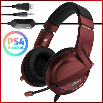 Cosbary Herné Headset S Mikrofónom,Káblové Hry pre Slúchadlá, Surround Sound Gaming Headset Vhodný Prehrávača Hier na PC, Xbox PS4