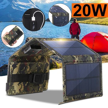 Skladacia USB Solárny Panel Prenosný Solárny Panel, Nabíjačky Mobilných Batérie Nabíjačky pre Vonkajšie Turistiku, Camping