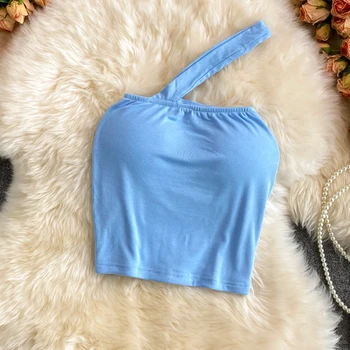 Sexy plavky s uväzovaním za plodín vrcholy z ramenný tank top ženy postavený v podprsenka bez rukávov farbou omighty camis pre ženy 2021 lete nové
