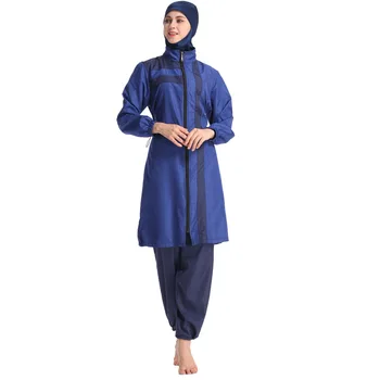 Moslimské Plavky Ženy Skromné Patchwork Hidžáb Dlhé Rukávy Športové Plavky 3ks Islamskej Burkini Nosenie, plavky M-4xl