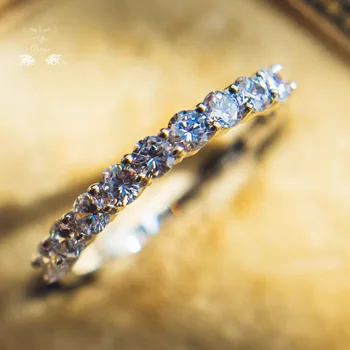 CC S925 Prstene Pre Ženy CZ Diamant Biely Pozlátené Podiel Krúžok Módne Svadobné Zapojenie Svadobné Šperky, Doplnky, Darčeky